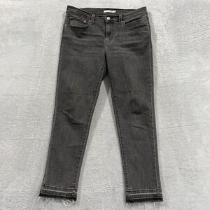 Levis Boyfriend Jeans Womens 30 Washed Black Raw Hem Grunge Skater Goth Western